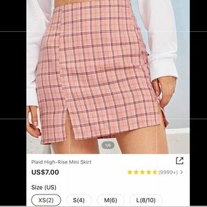 plaid mini skirt from shein. it’s xs but the waist is a little big. fits small